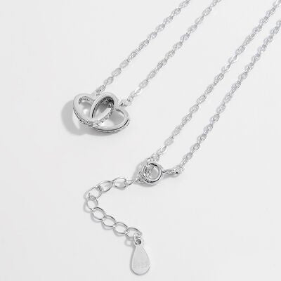 925 Sterling Silver Inlaid Zircon Heart Necklace Charm