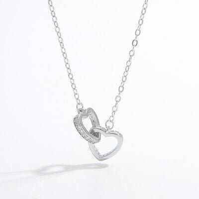 925 Sterling Silver Inlaid Zircon Heart Necklace Charm