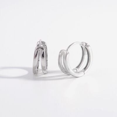 925 Sterling Silver Inlaid Zircon Huggie Earrings for Elegance
