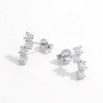 925 Sterling Silver Inlaid Zircon Stud Earrings for Elegance