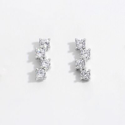 925 Sterling Silver Inlaid Zircon Stud Earrings for Elegance