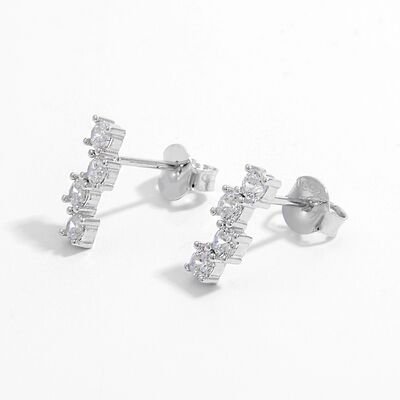925 Sterling Silver Inlaid Zircon Stud Earrings for Elegance
