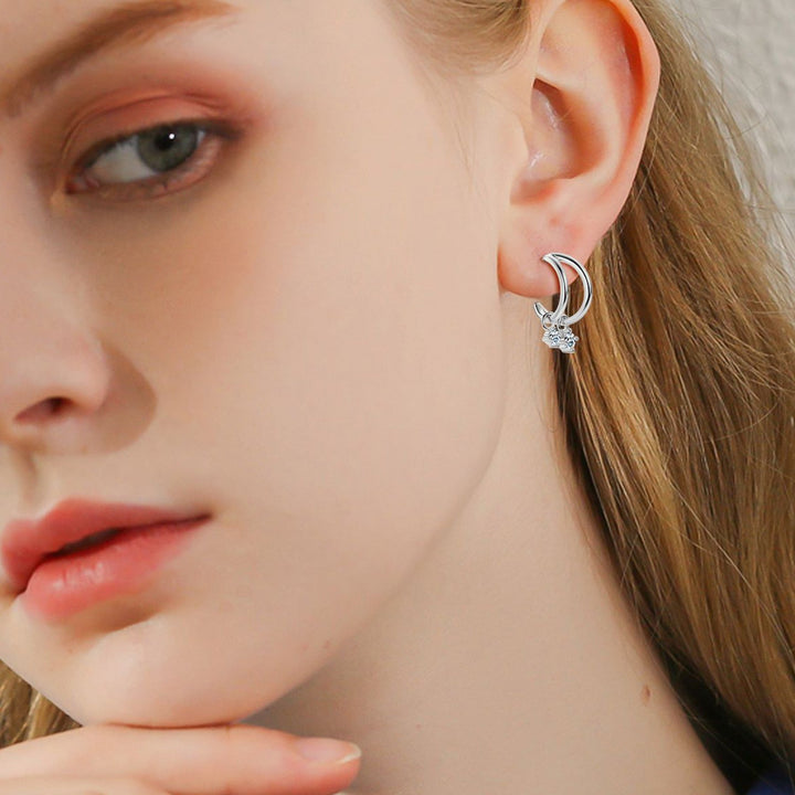 925 Sterling Silver Moissanite C-Hoop Earrings for Elegance