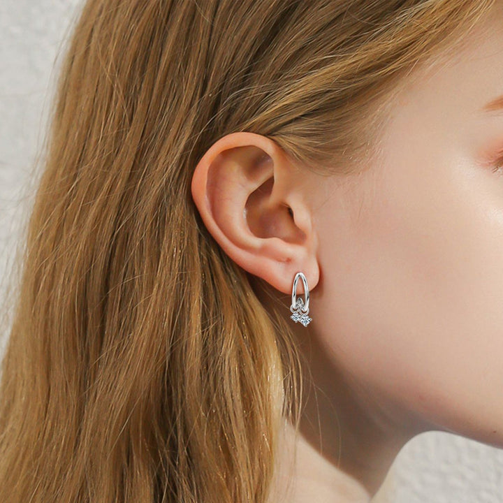 925 Sterling Silver Moissanite C-Hoop Earrings for Elegance