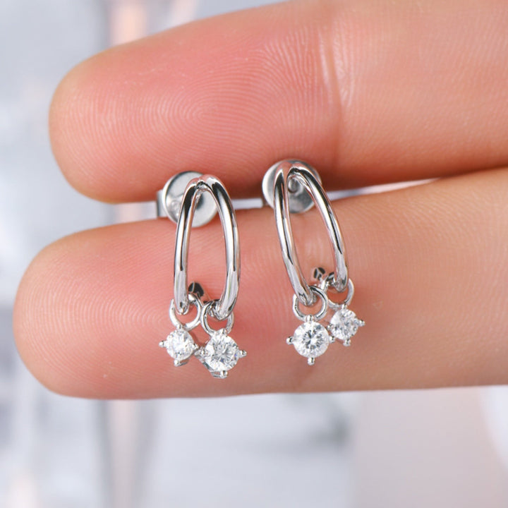 925 Sterling Silver Moissanite C-Hoop Earrings for Elegance