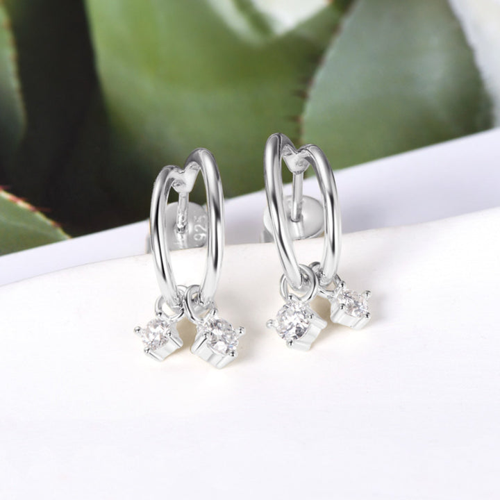 925 Sterling Silver Moissanite C-Hoop Earrings for Elegance