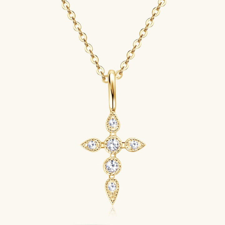 925 Sterling Silver Moissanite Cross Pendant Necklace Gift