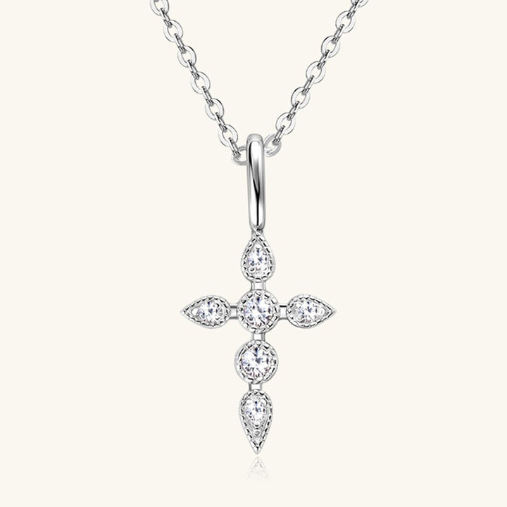 925 Sterling Silver Moissanite Cross Pendant Necklace Gift