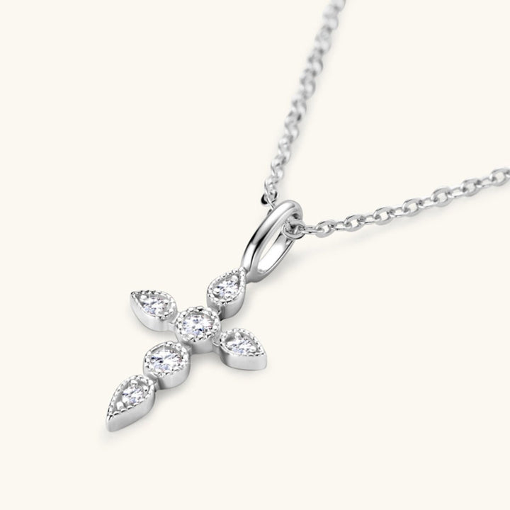 925 Sterling Silver Moissanite Cross Pendant Necklace Gift