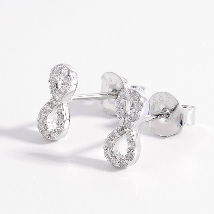 925 Sterling Silver Zircon Number 8 Stud Earrings Elegance