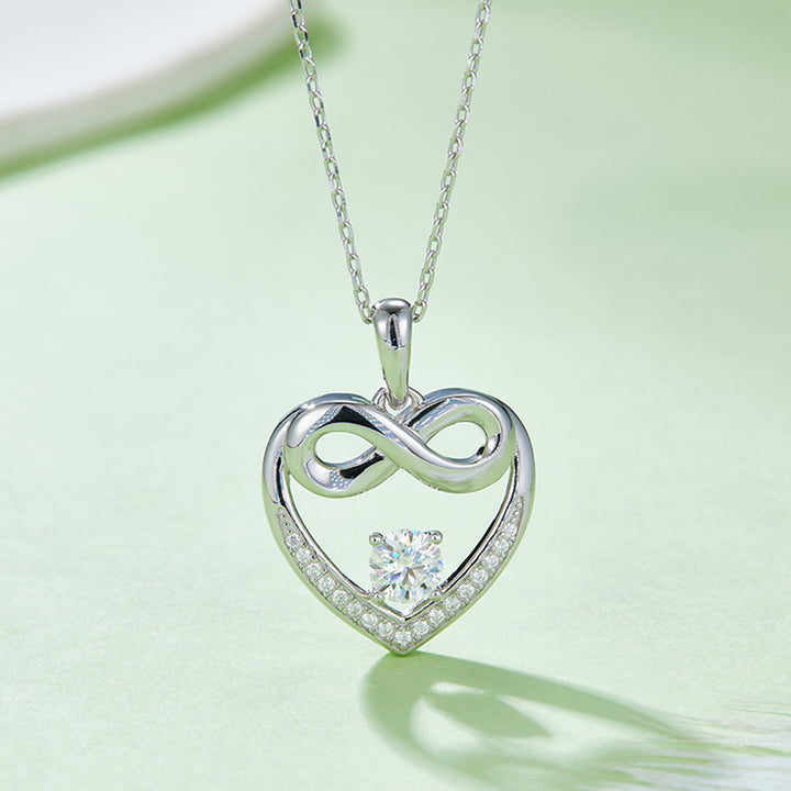 Moissanite 925 Sterling Silver Heart Necklace for Women