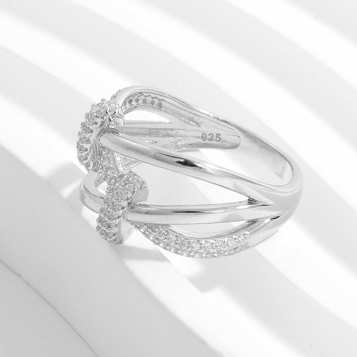 Inlaid Zircon 925 Sterling Silver Crisscross Ring Design