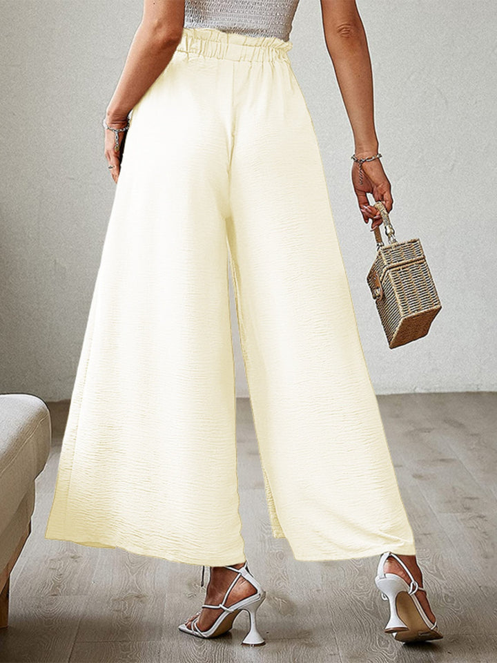 Elegant High-Waisted Trousers with Split Leg Design Chic