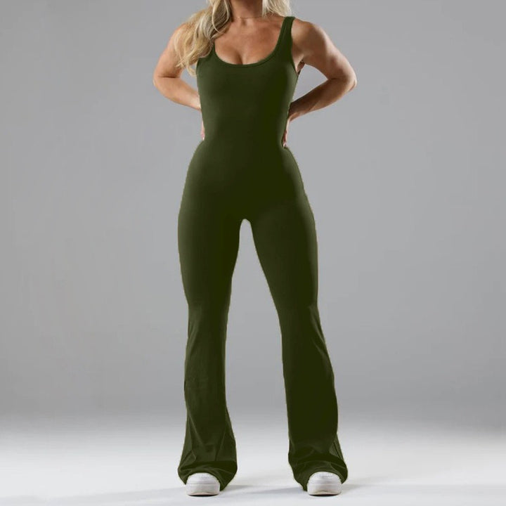 Fashionable Seamless Athletic Jumpsuit with Breathable Cutouts