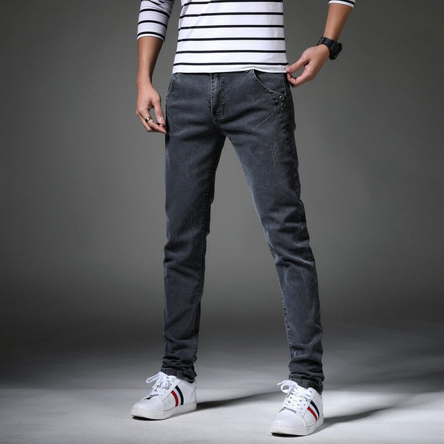 Men's Trendy Distressed Slim Fit Jeans for Spring Autumn