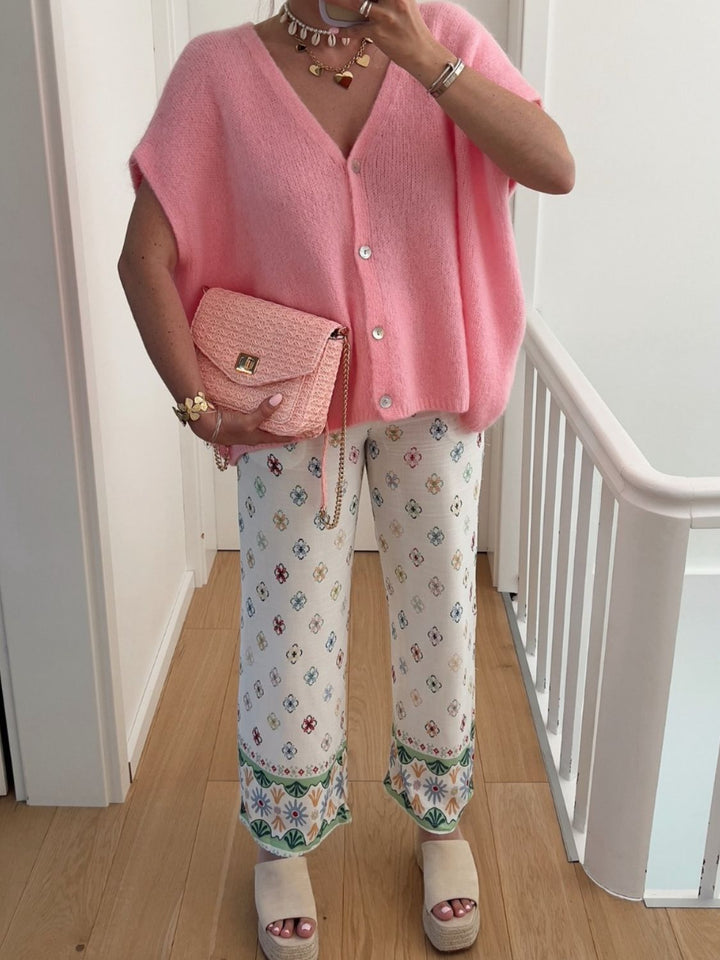 V-Neck Button Up Short Sleeve Cardigan for Stylish Comfort