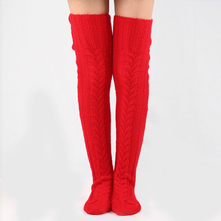 Knee-High Knit Stockings for Women Cozy Wool Pile Winter Wear