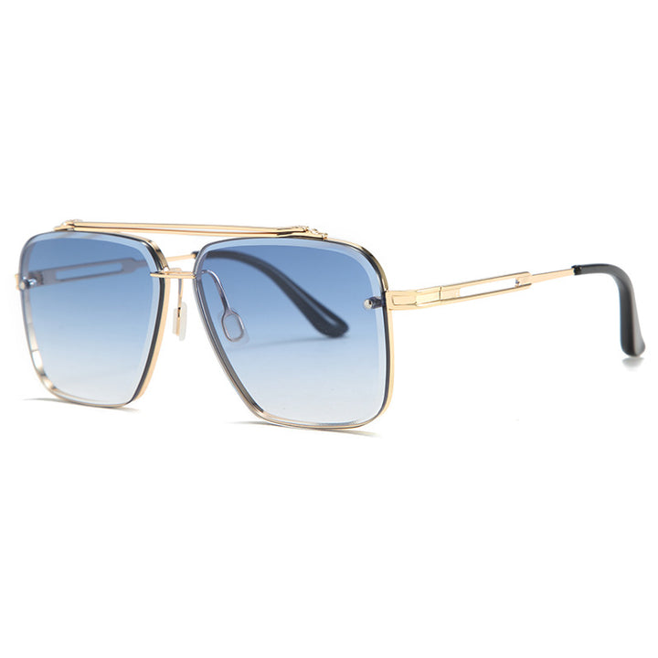 Trendy Metallic Full Frame Sunglasses for Men with Double Beam Design