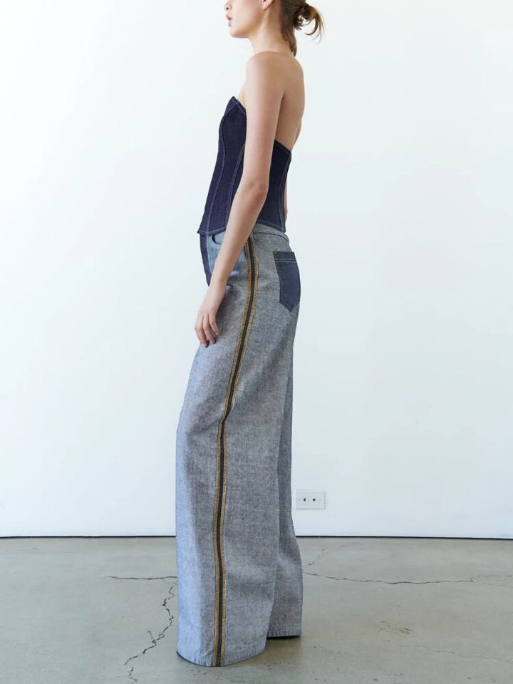 Autumn-Ready Women's High-Waisted Wide-Leg Jeans Reverse Design