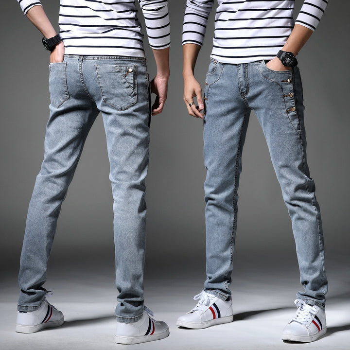 Men's Trendy Distressed Slim Fit Jeans for Spring Autumn