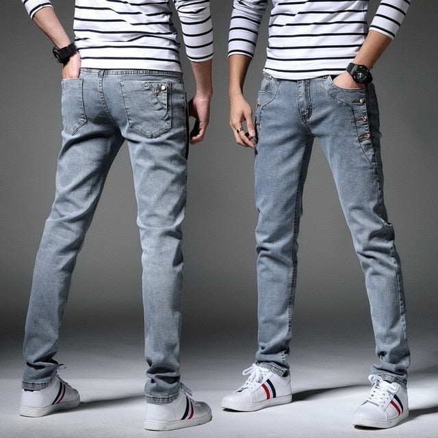 Men's Trendy Distressed Slim Fit Jeans for Spring Autumn