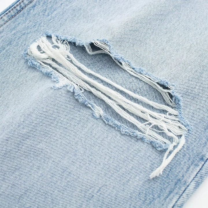 Trendy Women's High-Waisted Wide Leg Denim Jeans Distressed