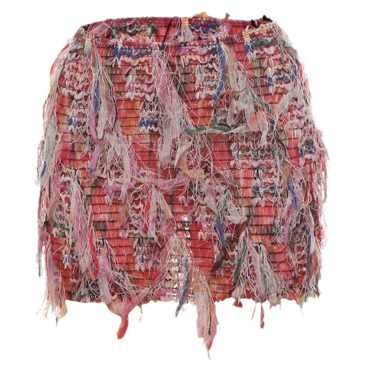 Chic Custom Striped Mini Skirt with Tassels for Summer