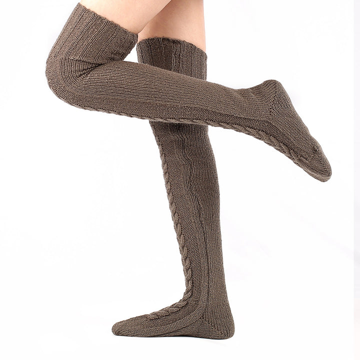Knee-High Knit Stockings for Women Cozy Wool Pile Winter Wear