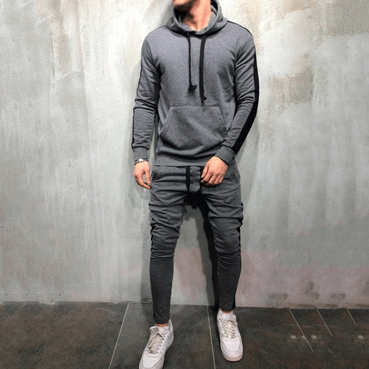 Men's Stylish 2-Piece Casual Tracksuit with Stripe Design Set