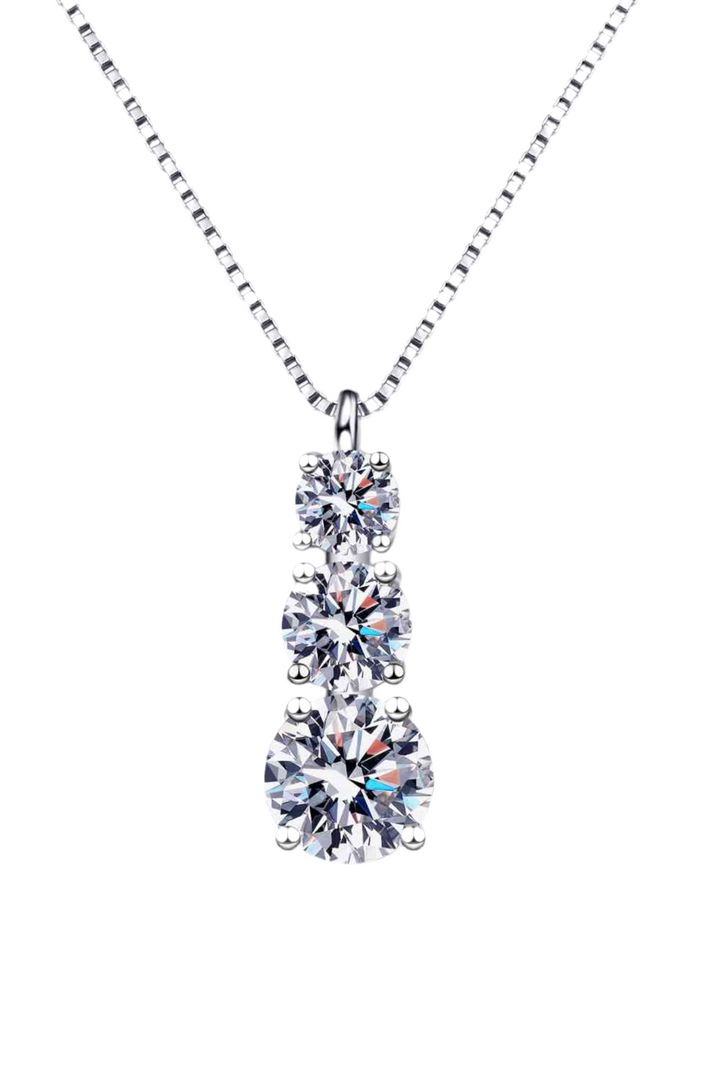 Moissanite Triple-Pendant Necklace in Sterling Silver Design
