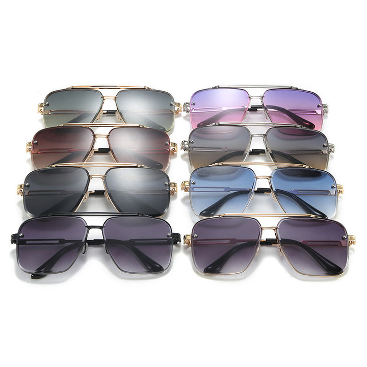 Trendy Metallic Full Frame Sunglasses for Men with Double Beam Design