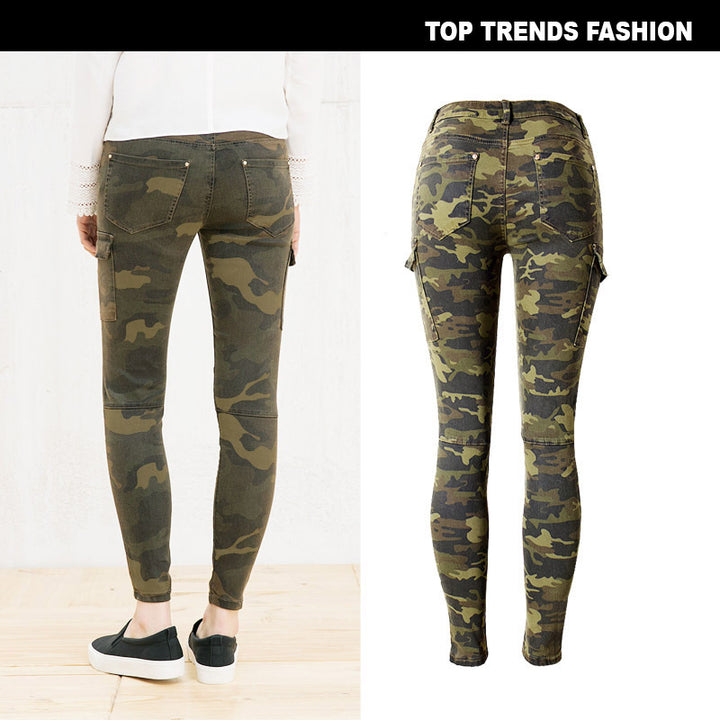 High-Waist Slim Fit Camo Jogger Pants for Women