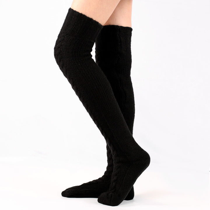 Knee-High Knit Stockings for Women Cozy Wool Pile Winter Wear