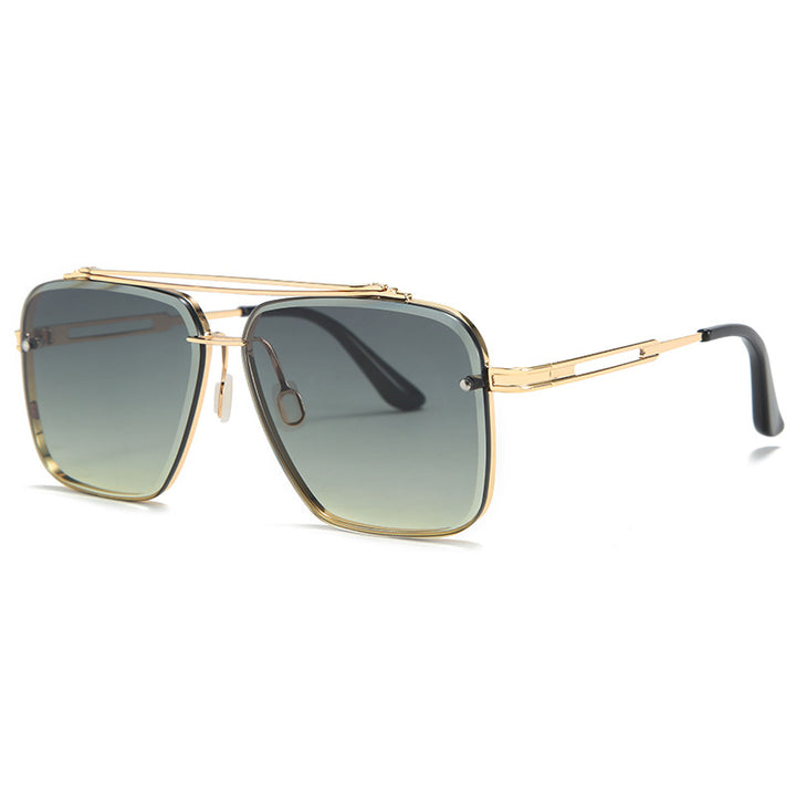 Trendy Metallic Full Frame Sunglasses for Men with Double Beam Design