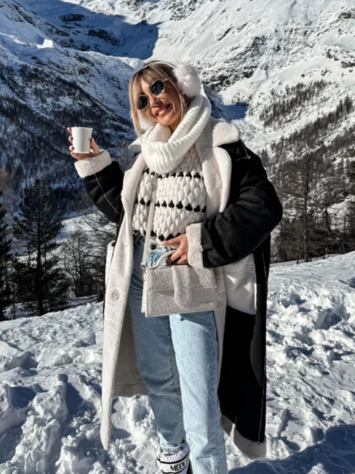 Contrast Round Neck Long Sleeve Sweater for Casual Style