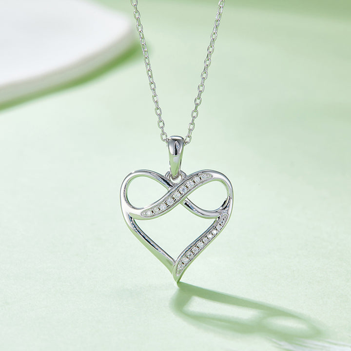 Moissanite 925 Sterling Silver Heart Necklace for Elegance