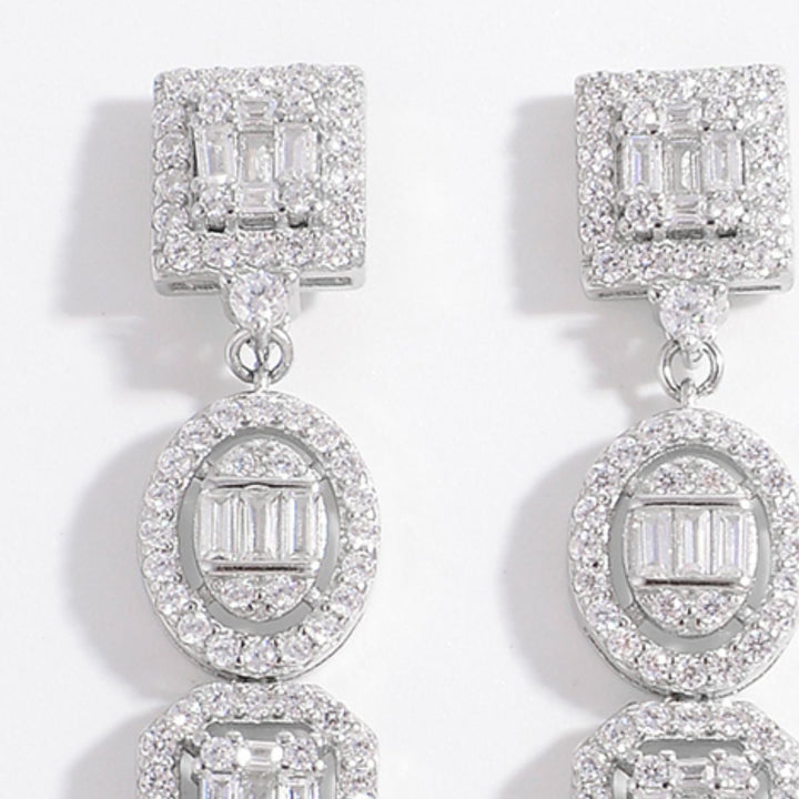 Elegant 925 Sterling Silver Inlaid Zircon Earrings Pair