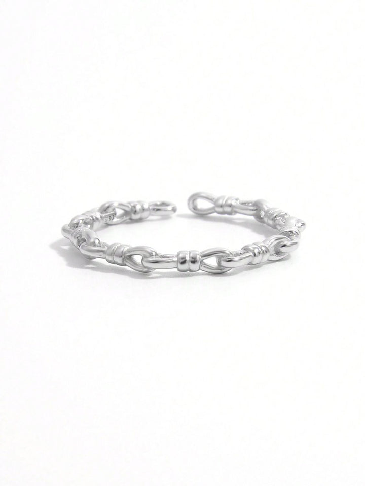 925 Sterling Silver Knot Shape Open Ring for Elegant Style