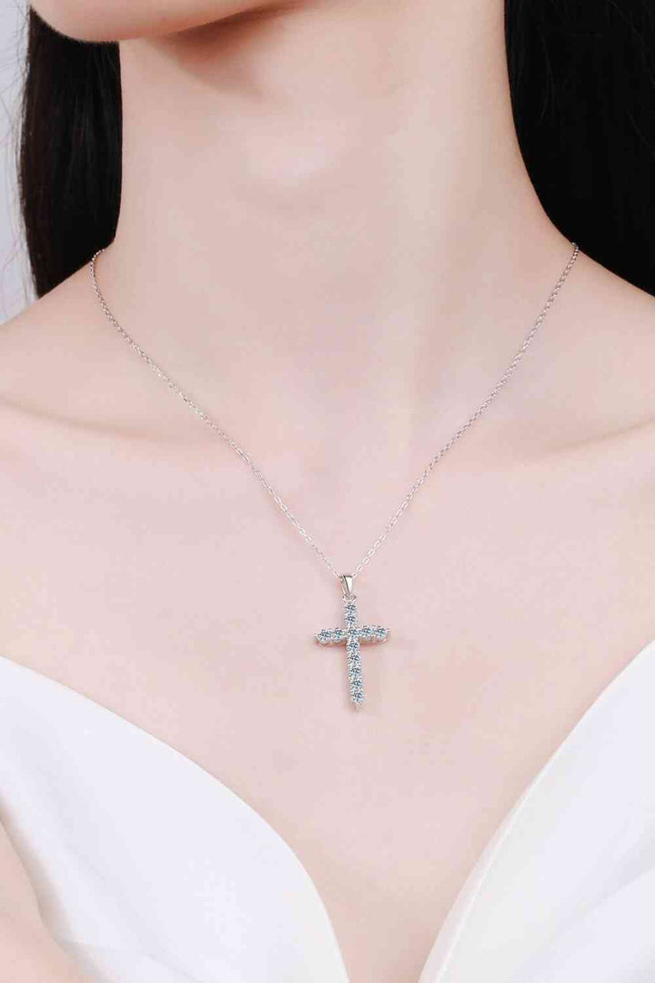 Adored 925 Sterling Silver Cross Moissanite Necklace Gift