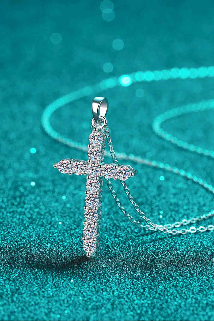 Adored 925 Sterling Silver Cross Moissanite Necklace Gift