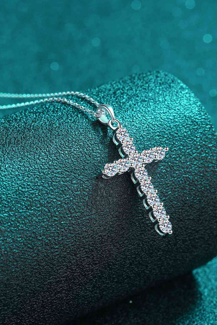 Adored 925 Sterling Silver Cross Moissanite Necklace Gift