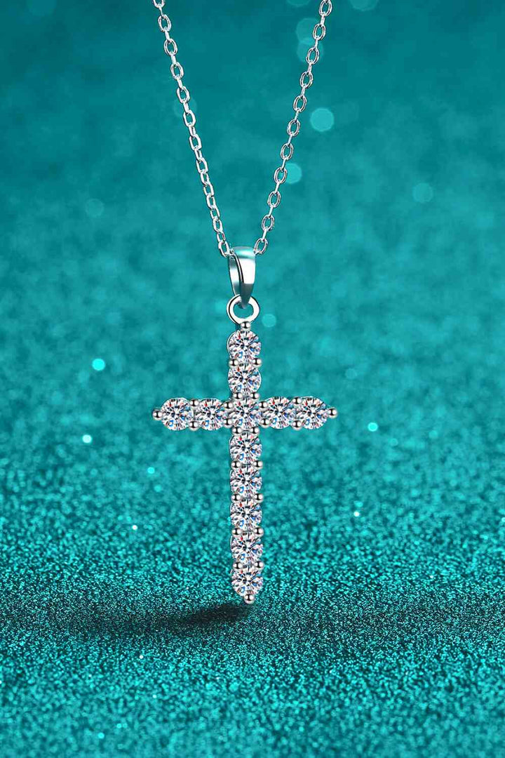 Adored 925 Sterling Silver Cross Moissanite Necklace Gift