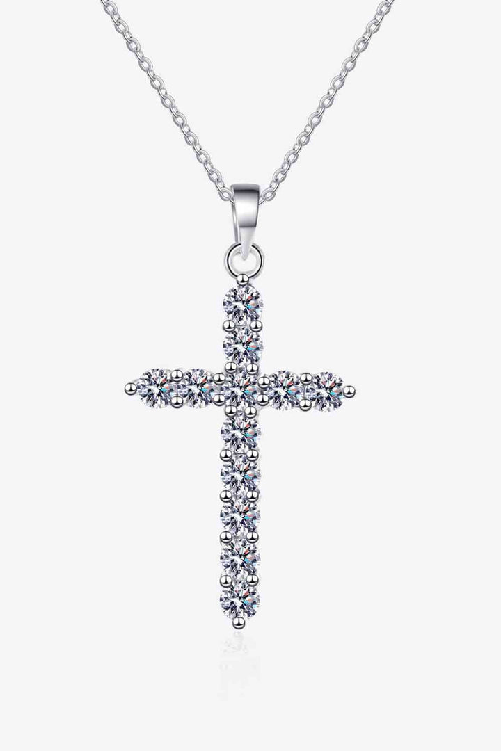 Adored 925 Sterling Silver Cross Moissanite Necklace Gift
