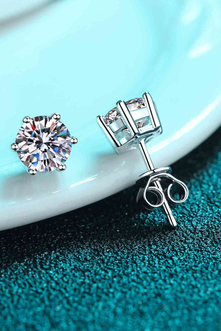 Adored Moissanite Stud Earrings in 925 Sterling Silver