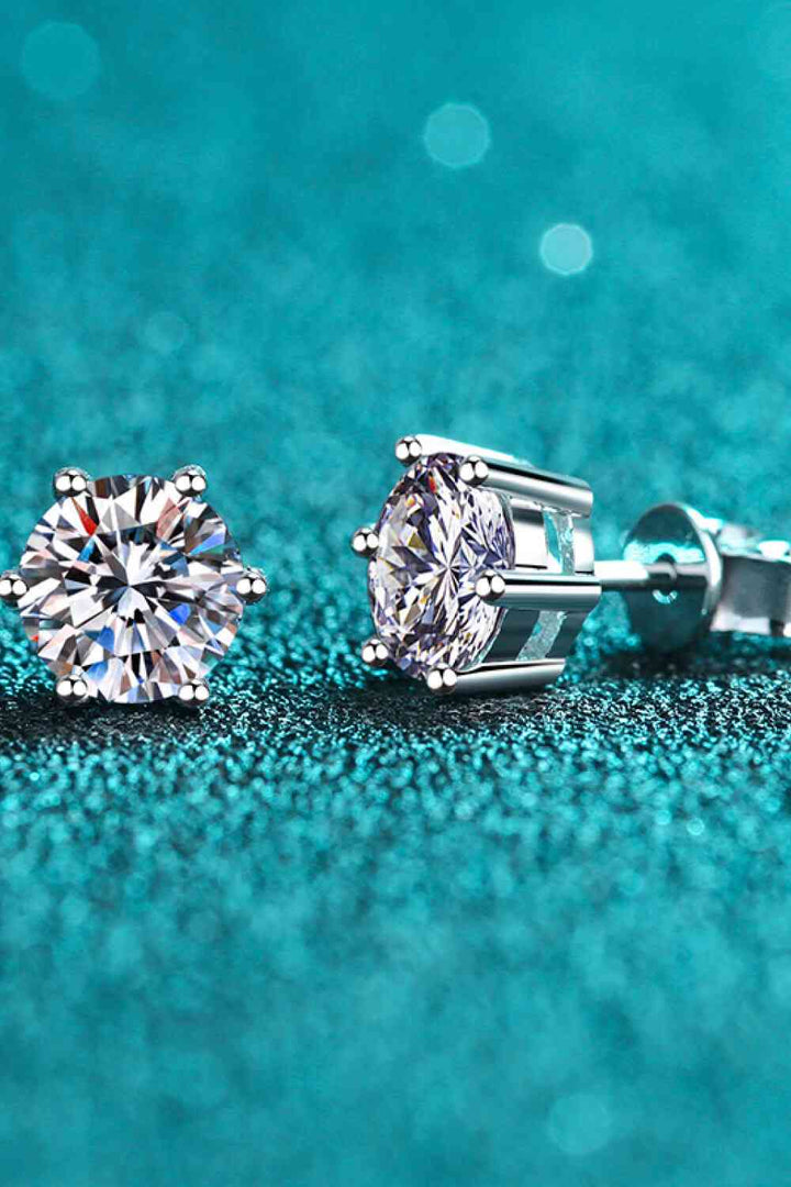 Adored Moissanite Stud Earrings in 925 Sterling Silver
