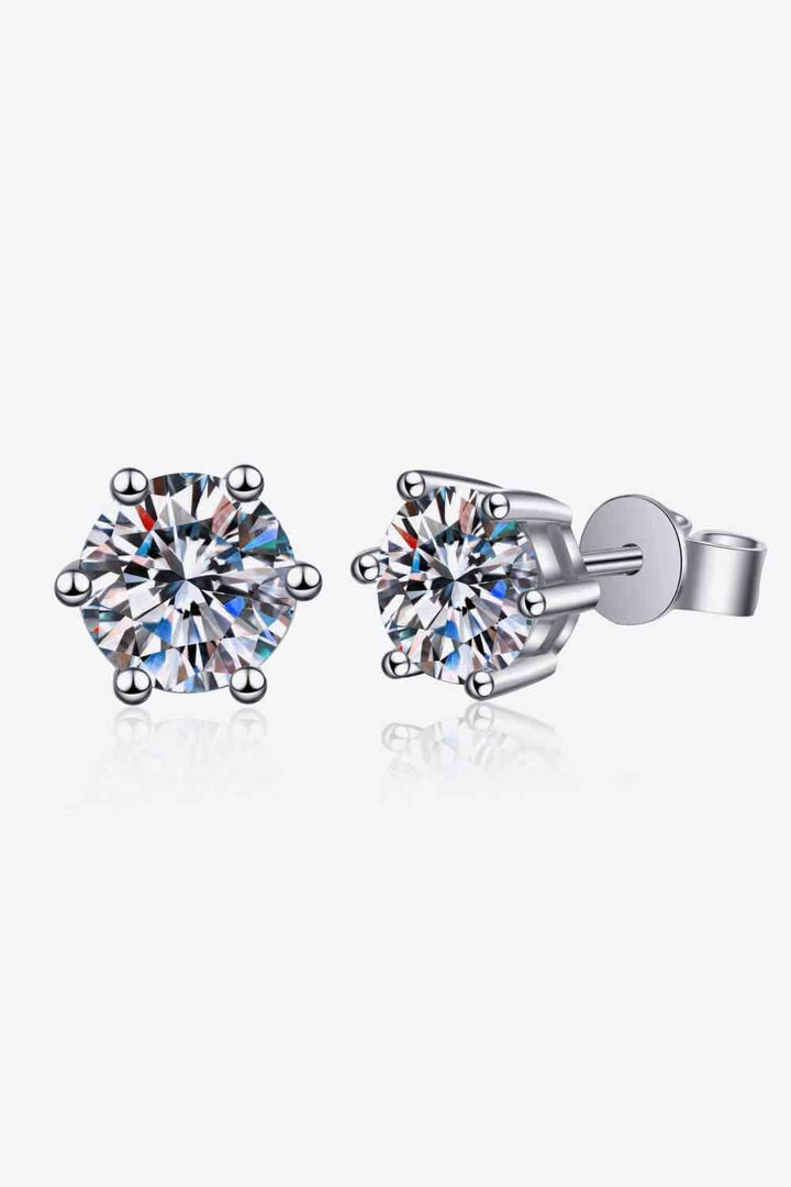 Adored Moissanite Stud Earrings in 925 Sterling Silver