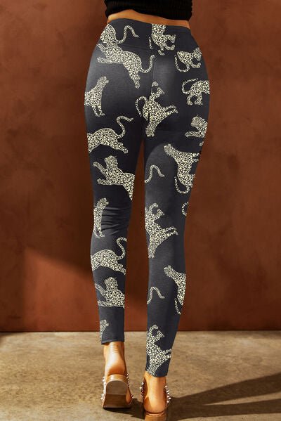 Chic Distressed High-Waisted Animal Print Leggings for Women