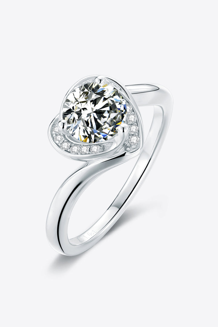 1 Carat Moissanite 925 Sterling Silver Heart Ring Gift