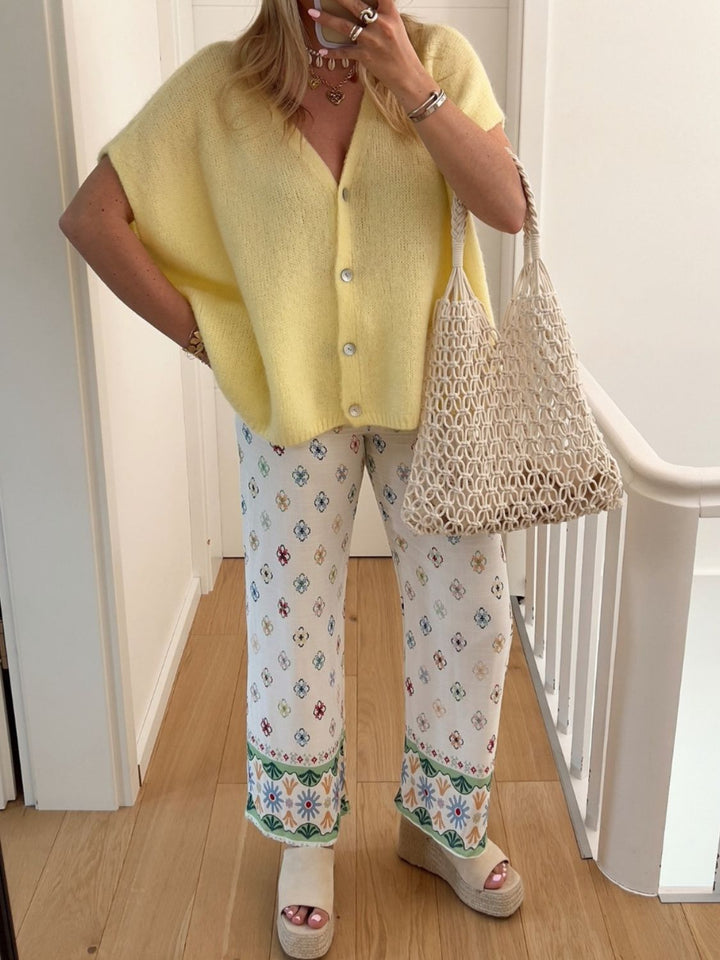 V-Neck Button Up Short Sleeve Cardigan for Stylish Comfort