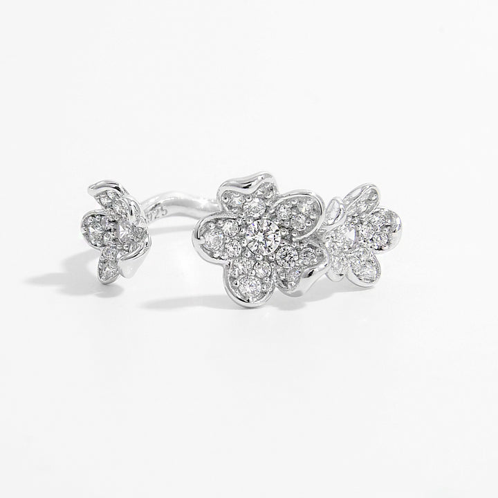 Stylish 925 Sterling Silver Inlaid Zircon Open Ring